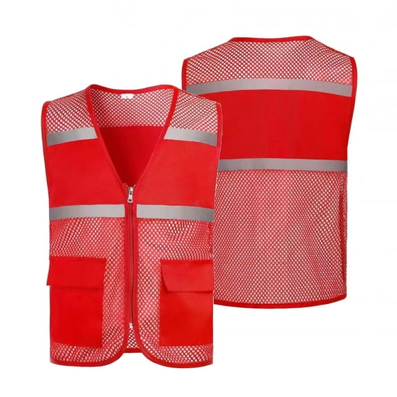 MKOSPLRT Kids Unisex Volunteer Vest Hollow Out Mesh Zipper Waistcoat Safety Vest Clerk Workwear with Pocket for Boy Girl 5-12 Years