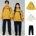 thumbnail image 1 of MKOSPLRT Kids Windproof 3-in-1 Winter Jacket Set Hooded Water-Resistant Thick Coat with Detachable Fleece Straight Leg Pants 3-15Y, 1 of 9