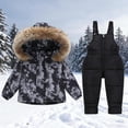 thumbnail image 1 of MKOSPLRT Kids Winter Snowsuit Set with Bib Pants Faux Fur Hooded Puffer Coats Snow Pants Overalls Warm Outdoor Snow Suits 1-6 Years, 1 of 6