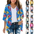 thumbnail image 1 of MKOSPLRT Lightweight Spring Cardigan for Girls 3-14 Years Open Front 3/4 Sleeve Chiffon Cardigans Casual Boho Floral Print Cardigans, 1 of 5