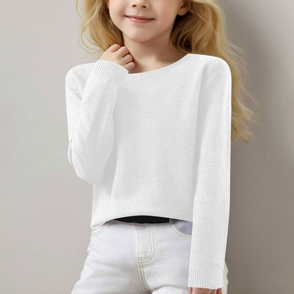 MKOSPLRT Lightweight Sweaters for Kid Girl Boy Long Sleeve Crew Neck Knit Pullover Casual Solid Color Knit Sweaters Kids Clothes
