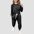 thumbnail image 1 of MKOSPLRT Lounge Sets for Kid Girls Solid Sweatsuits 2 Piece Long Sleeve Shirts Wasit Jogger Pants Comfy Tracksuits 5-13 Years, 1 of 5