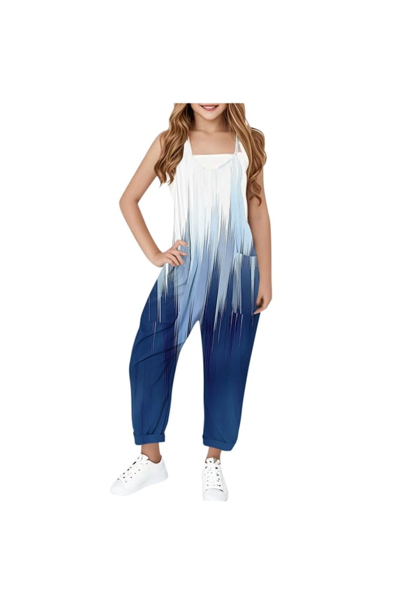 One Piece Jumpsuits for Girl V Neck Spaghetti Strap Overalls Color Block Lounge Harem Long Jumpsuits Summer Jumpers with Pokcets