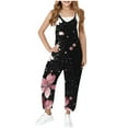 thumbnail image 1 of MKOSPLRT Overall Jumpsuit for Girl Casual V Neck Spaghetti Strap Jumpsuits Fashion Floral Graphic Harem Overalls Baggy Jumpers with Pocket, 1 of 8
