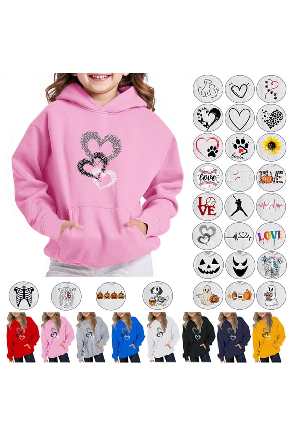 Oversized Hoodies for Kids 4-14Y Funny Graphic Sweatshirts Girls Boys Long Sleeve Casual Pullover Fall Hoodies with Pocket