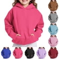 thumbnail image 1 of MKOSPLRT Oversized Hoodies for Kids 4-14Y Long Sleeve Fleece Pullover Tops Solid Causal Loose Fall Sweatshirts with Pockets, 1 of 9