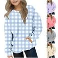 thumbnail image 1 of MKOSPLRT Oversized Sweatshirts for Kids 2-12Y Crew Neck Long Sleeve Drop Shoulder Pullover Tops Casual Plaid Print Sweat Shirts with Pocket, 1 of 7