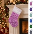 thumbnail image 1 of MKOSPLRT Pink Large Christmas Stockings,17.2 Inch Sequin Personalized Xmas Stockings, Soft Plush Hanging Ornament for Fireplace Window Door Farmhouse Family Christmas Decorations, 1 of 8