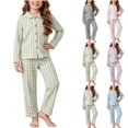 thumbnail image 1 of MKOSPLRT Plaid Pajamas Sets 3-16 Years Long Sleeve Button Down 2 Pieces Nightwear Shirt Pjs Bottoms Soft Lounge Set Sleepwear with Pocket, 1 of 7