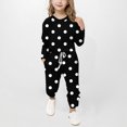 thumbnail image 1 of MKOSPLRT Polka Dot Outfits for Kid Girls Lounge Sweatsuits Two Piece Long Sleeve Shirts Drawstring Wasit Joggers Loose Tracksuits with Pocket, 1 of 5