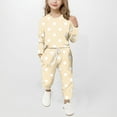 thumbnail image 1 of MKOSPLRT Polka Dot Outfits for Kid Girls Lounge Sweatsuits Two Piece Long Sleeve Shirts Drawstring Wasit Joggers Loose Tracksuits with Pocket, 1 of 5