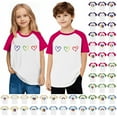 thumbnail image 1 of MKOSPLRT Raglan Shirts for Girl Boy Short Sleeve Crew Neck Summer Tops Cute Love Heart Graphic Tees Lightweight T Shirts 3-14Y, 1 of 9