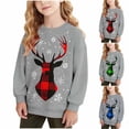 thumbnail image 1 of MKOSPLRT Reindeer Christmas Sweatshirts Kids 1-15Y Crewneck Long Sleeve Xmas Party Pullover Warm Fall Sweat Shirts for Girl Boy, 1 of 8
