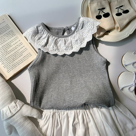 MKOSPLRT Ribbed Tank Tops for Girl Sleeveless Lace Crew Neck Tanks Cute Summer Tanks Solid Color Lounge Tanks Soft Going Out Tank Tops