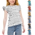 thumbnail image 1 of MKOSPLRT Ruffle Sleeve Tops for Girl 3-14 Years Crew Neck Fly Sleeve Shirts Cute Polka Dot Graphic Tees Casual Loose Beach Shirts, 1 of 9