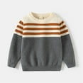 thumbnail image 1 of MKOSPLRT School Uniform Kids Sweaters 2-10Y Striped Color Block Knit Pullover Crew Neck Long Sleeve Fall Sweaters Warm Sweaters, 1 of 3