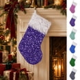 thumbnail image 1 of MKOSPLRT Sequin Christmas Stocking, Purple Sequined Xmas Stocking with Faux Fur Trim and Hanging Cord, Holiday Gift Bag for Fireplace Mantel, Tree and Home Decor, 1 of 8