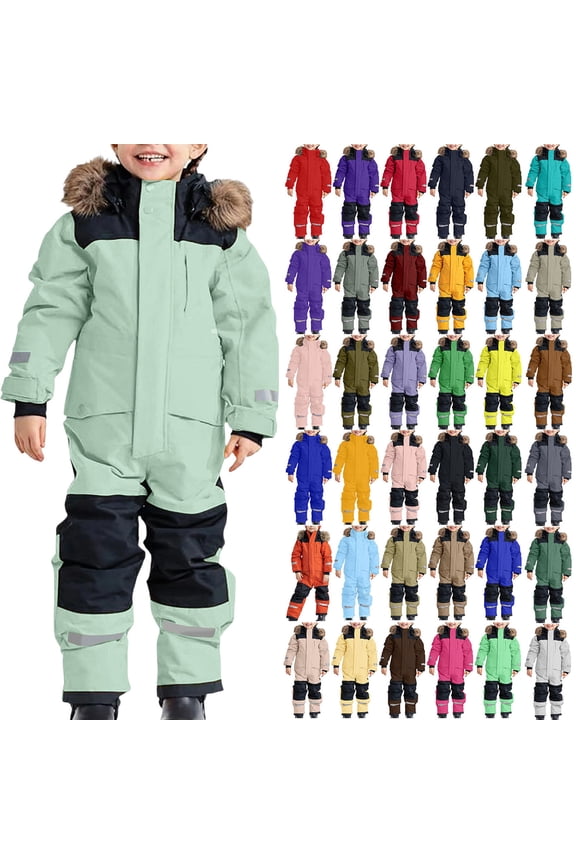 Snow Suit for Kids Outdoor Boys One Piece Snowsuit Girls Ski Outfit Waterproof Snowboard Suit Teen Winter Clothes 1-15Y