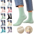 thumbnail image 1 of MKOSPLRT Soft Flannel Fleece Winter Floor Socks for Women Mint Green Thick Warm Mid‑Calf Sleeping Socks Comfortable Fluffy House Socks Home Casual Daily Wearing, 1 of 7