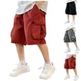 thumbnail image 1 of MKOSPLRT Streetwear Cargo Shorts for Boy 5-15Y Elastic Waist Baggy Wide Leg Shorts Solid Lightweight HIking Shorts with Pocket, 1 of 7