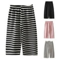 thumbnail image 1 of MKOSPLRT Striped Pants for Kid 2-12 Years Girls Boys Ribbed Knit Long Pants Elastic Waist Baggy Striaght Wide Leg Pants Gifts for Kid, 1 of 5