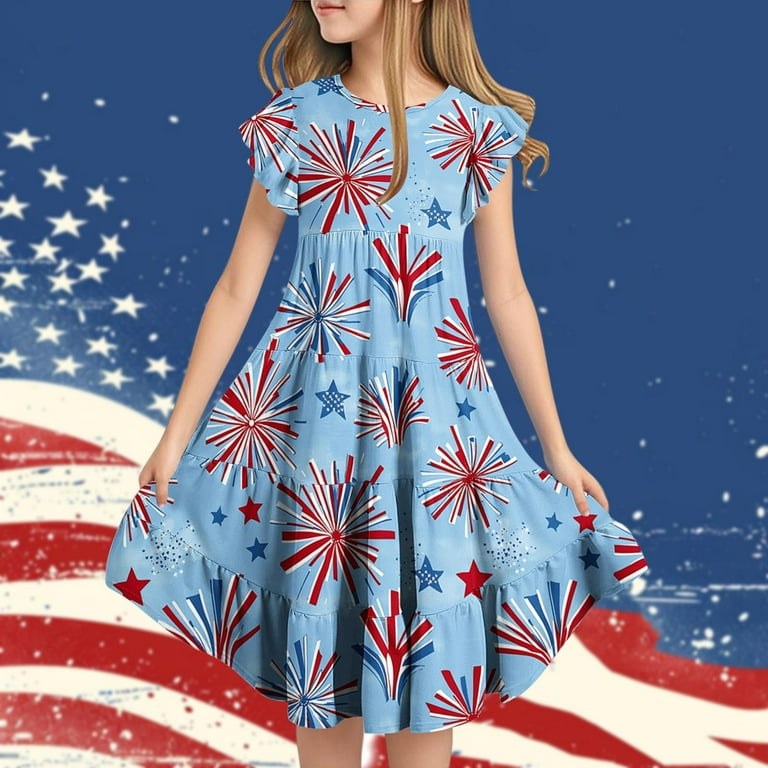 MKOSPLRT Summer Dresses for Girls 6-15 Years 4th of July Dresses Ruffle Sleeve Swing Tiered Dress Funny Holiday Graphic Midi Dresses - Walmart.com MKOSPLRT Summer Dresses for Girls 6-15 Years 4th of July Dresses Ruffle Sleeve Swing Tiered Dress Funny Holiday Graphic Midi Dresses - Walmart.com