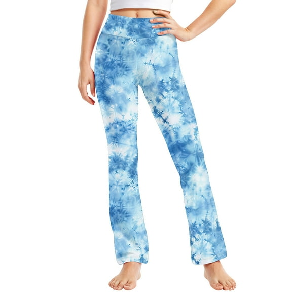 MKOSPLRT Summer Pants for Girl 2025 High Waist Yoga Bootcut Pants Fashion Tie Dye Leggings Casual Workout Flare Pants for 2-13 Years
