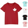 thumbnail image 1 of MKOSPLRT Summer Tops Kids Boys and Girls Summer Canada Flag Maple Leaf Print T Shirt Short Sleeve Crewneck Basic Tee 3-10 Years, 1 of 5
