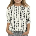 thumbnail image 1 of MKOSPLRT Summer Tops for Girl Round Neck Color Block Shirts 3/4 Sleeve Polka Dot Print Tees Casual Vacation Blouses Funny Tee Shirts, 1 of 5
