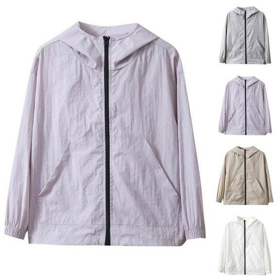 MKOSPLRT Sun Protection Hoodies for Kid 4-16 Years Ice Silk Zip Up UPF Jackets Long Sleeve Solid Lightweight UV Hoodies with Pokcets