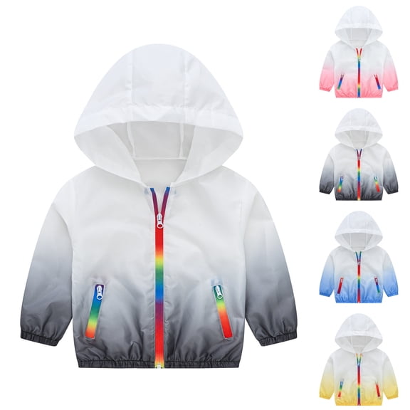 MKOSPLRT Sun Protection Hoodies for Kid Girls' Boys' Gradient UV Jackets Long Sleeve Full Zip Outdoor Hoodies with Pocket
