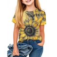 thumbnail image 1 of MKOSPLRT Sunflower Shirts for Little Girl 3-14 Years Crew Neck Bee Graphic Tees Short Sleeve Vintage Tshirts Casual Holiday Blouses, 1 of 3