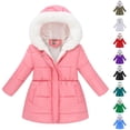 thumbnail image 1 of MKOSPLRT Toddler Baby Girls' Winter Coat Fuzzy Fleece Lined Hooded Quilted Puffer Jacket Long Sleeve Zipper Outerwear 4-12Y, 1 of 9