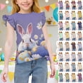 thumbnail image 1 of MKOSPLRT Toddler Girls' Easter Bunny Ruffle Hem Top Flutter Sleeve Crewneck Graphic Tees Soft Cotton Shirt for First Easter 12 Years, 1 of 7