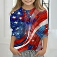 thumbnail image 1 of MKOSPLRT Toddler Kids 4th of July Shirts 3-12 Years Crew Neck American Flag Shirts 3/4 Sleeve USA Star Stripes Fourth July Tee Shirts, 1 of 5