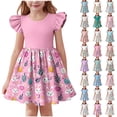 thumbnail image 1 of MKOSPLRT Toddler Tutu Dress Girls Ruffle Tulle Dresses Cute Summer Party Princess Sundress Easter Print A-line Mini Dresses Light Blue 5-6 Years, 1 of 7
