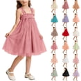 thumbnail image 1 of MKOSPLRT Toddler Tutu Dress Little Girls Cross Neck Summer Flower Dresses Casual Party Tulle Sundress for Kids Coffee 1-2 Years, 1 of 7