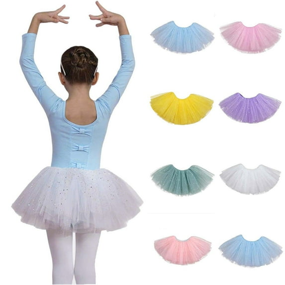 MKOSPLRT Tutu Skirt Girls Elastic Ballet Dance Skirts Tulle Tutu Mesh Mini Skirts for Toddler Kid Little Girl Birthday Party 3-13 Years