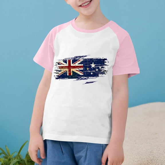 MKOSPLRT USA Shirts Toddler American Flag Shirts Short Sleeve Red White and Blue Tshirts Crew Neck Raglan Shirts Memorial Day Gifts