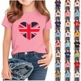 thumbnail image 1 of MKOSPLRT Union Jack Childrens Tops 2-13 Years Girls Boys Crew Neck Short Sleeve UK Flag Shirts Summer Loose Fit Tee Shirts, 1 of 4