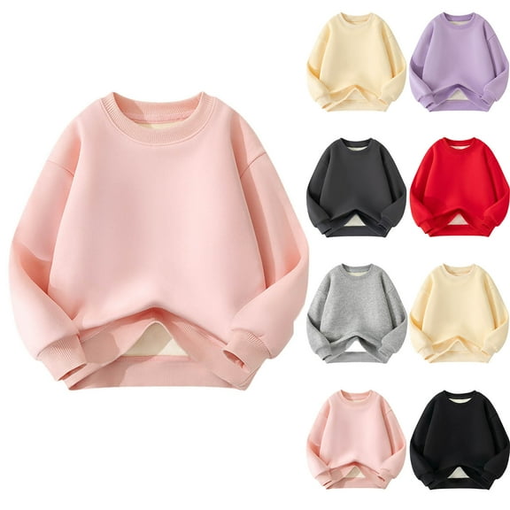 MKOSPLRT Unisex Boys Girls Fleece Lined Crewneck Sweatshirt Kids Warm Sherpa Pullover Sweater Sweatshirts Fall Winter Clothes 3-14Y
