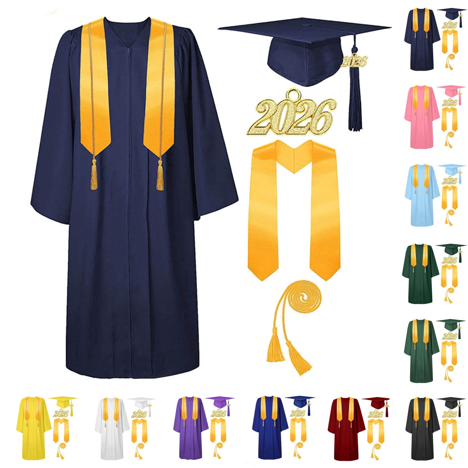 MKOSPLRT Unisex Matte Graduation Cap and Gown 2026 Set with Tassel ...