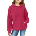 thumbnail image 1 of MKOSPLRT Waffle Hoodies for Kid Girls Boys Long Sleeve Casual Pullover Tops Solid Color Loose Fit Sweatshirts with Pocket 5-14 Years, 1 of 7