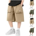thumbnail image 1 of MKOSPLRT Wide Leg Shorts for Kids Boys 4-14 Years Elastic Waist Parachute Shorts Solid Casual Bermuda Shorts Summer Cargo Shorts with Pocket, 1 of 4