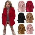 thumbnail image 1 of MKOSPLRT Winter Coat for Girl 18Months-6Years Notched Collar Sherpa Fleece Jacket Solid Breasted Warm Long Outwear with Pocket, 1 of 8