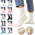 thumbnail image 1 of MKOSPLRT Winter Warm Home Sleeping Socks for Ladies White Plush Thick Flannel Fleece Mid‑Calf Floor Socks Cozy Fluffy Casual House Socks Night Rest Indoor Lounging, 1 of 8