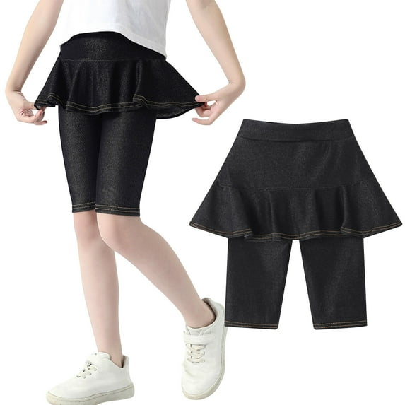 MKOSPLRT Workout Shorts for Kid Girl High Waist Tennines Skorts Swing Skirts Biker Shorts Solid Color Yoga Sport Skorts Gifts for Girl
