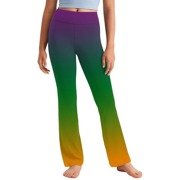 MKOSPLRT Yoga Workout Flared Pants Girls High Waist Gradient Bootcut Pants Trendy Gym Leggings Casual Activewear for Girl 2-13 Years