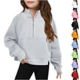 thumbnail image 1 of MKOSPLRT Zip Mock Neck Sweatshirts for Girl 5-14Y Long Sleeve Slit Hem Raglan Pullover Tops with Thumb Holes Solid Crop Sweatshirts Pockets, 1 of 6