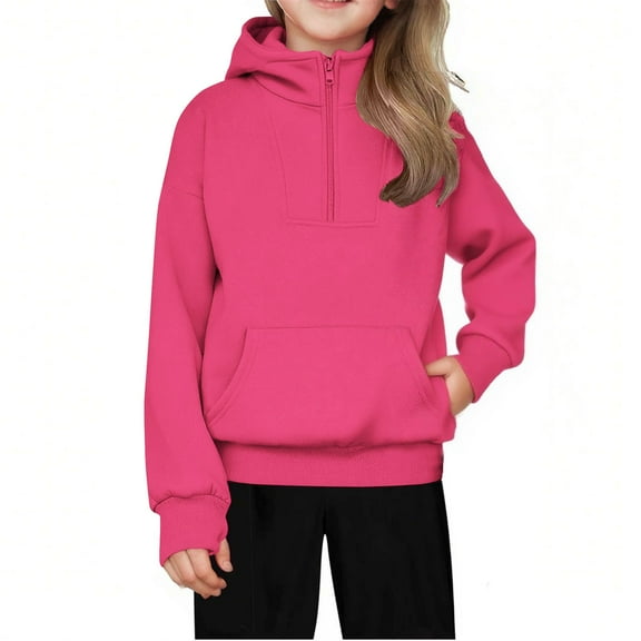 MKOSPLRT Zip Up Hoodies for Kids Girls 5-14Y Long Sleeve Fleece Sweatshirts Solid Casual Loose Pullover Tops with Thumb Holes